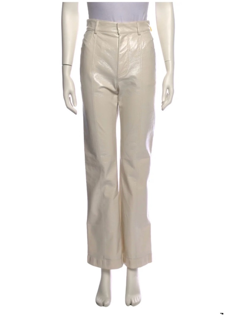 Philosophy Di Lorenzo Serafini Cream High-Waist Straight-Leg Faux Leather Pants